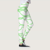 Witte en kalkgroene vierkant Abstracte Leggings (Rechts)