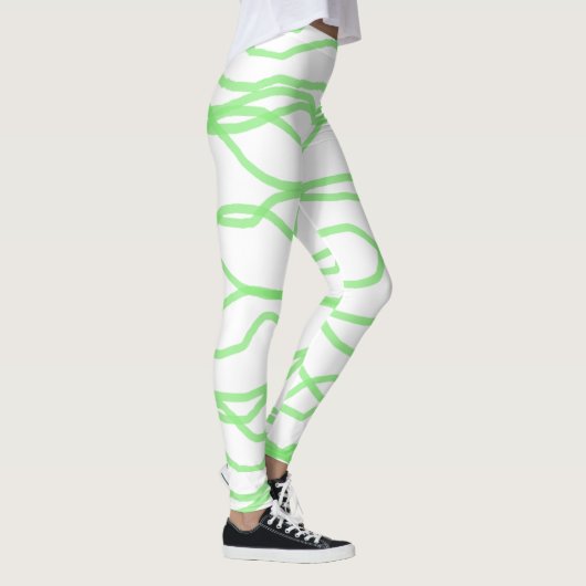 Witte en kalkgroene vierkant Abstracte Leggings (Rechts)