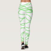 Witte en kalkgroene vierkant Abstracte Leggings (Achterkant)