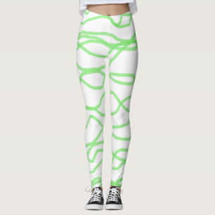 Witte en kalkgroene vierkant Abstracte Leggings