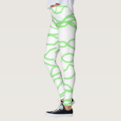 Witte en kalkgroene vierkant Abstracte Leggings (Links)