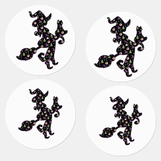 Witte en kat, Halloween Mood Labels (Groep)