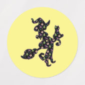 Witte en kat, Halloween Mood Labels (Design 2)