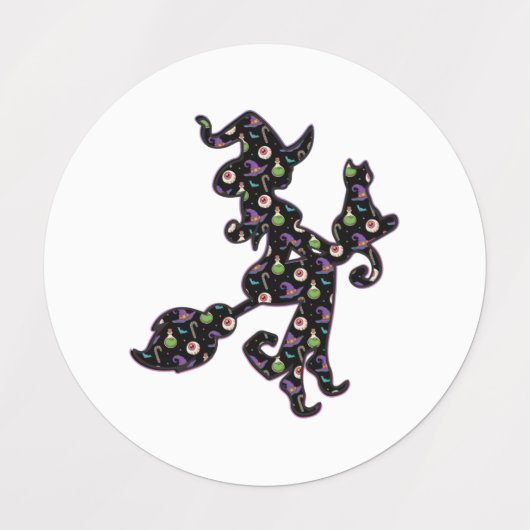 Witte en kat, Halloween Mood Labels (Design 1)