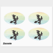 Witte en kat, Halloween Mood Ovale Sticker (Vel)