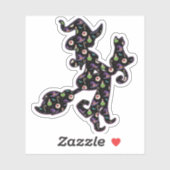 Witte en kat, Halloween Mood Sticker (Vel)