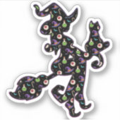 Witte en kat, Halloween Mood Sticker (Voorkant)