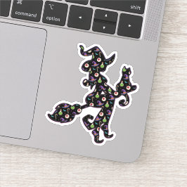 Witte en kat, Halloween Mood Sticker