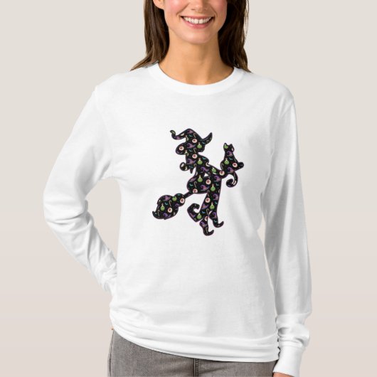 Witte en kat, Halloween Mood T-shirt (Voorkant)