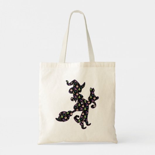 Witte en kat, Halloween Mood Tote Bag (Achterkant)