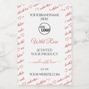 Witte en koraal woordwolk productlabels met logo voedselcontainer etiket
