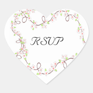 Witte en Koraalbloesem RSVP Hart Sticker
