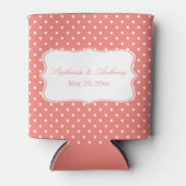 Witte en koraalroze pokadodenweddenschap blikjeskoeler (Voorkant)