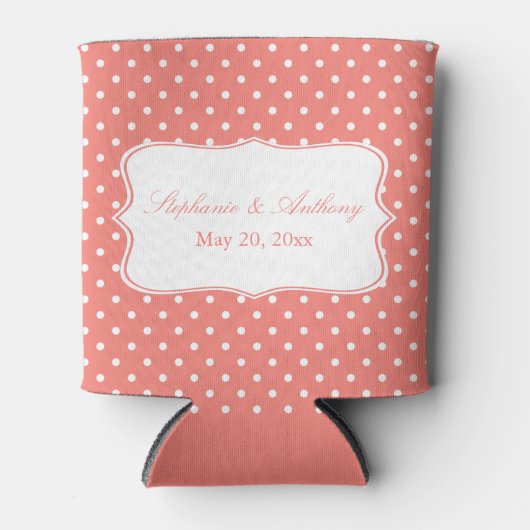 Witte en koraalroze pokadodenweddenschap blikjeskoeler (Voorkant)