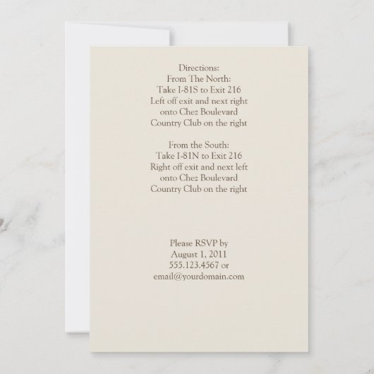 Witte en lavendelbloesems op ecru na huwelijksfees kaart (Achterkant)