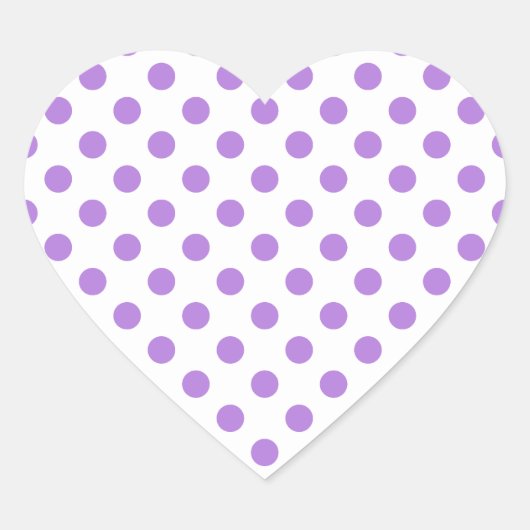 Witte en Lavender Polka Dots Hart Sticker (Voorkant)