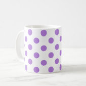 Witte en Lavender Polka Dots Koffiemok (Voorkant links)