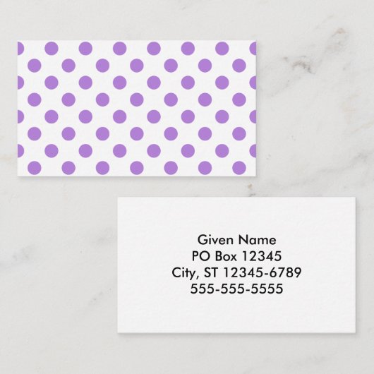 Witte en Lavender Polka Dots Visitekaartje (Voorkant / Achterkant)
