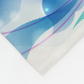 Witte en lichtblauwe Abstracte bloemen Fleece Deken (Hoek)