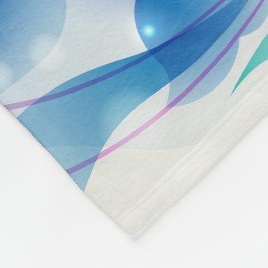 Witte en lichtblauwe Abstracte bloemen Fleece Deken (Hoek)