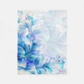Witte en lichtblauwe Abstracte bloemen Fleece Deken (Voorkant)