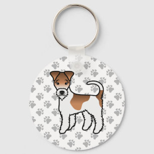 Witte en lichtbruine draadharige vossen terrier kn sleutelhanger