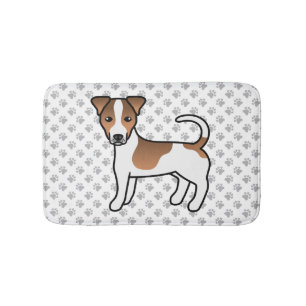 Witte en lichtbruine Jack Russell Terrier hond met Badmat