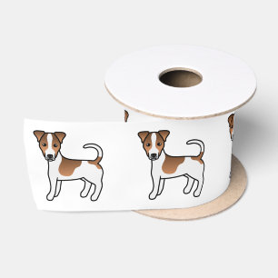 Witte en lichtbruine Jack Russell Terrier hond met Satijnen Lint
