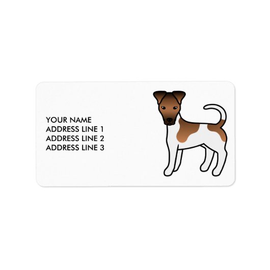 Witte en lichtbruine Smooth Fox Terrier Cute Hond Etiket (Voorkant)