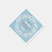 Witte en lichte blauwe kerst Prettige feestdagen Servet (Hoek)