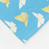 Witte en lichtgele vlinders die blauw vliegen fleece deken (Hoek)