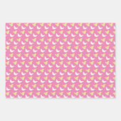 Witte en lichtgele vlinders die roze vliegen inpakpapier vel (Voorkant 3)