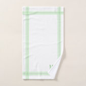 Witte en lichtgroene gestreepte aangepaste Initial Bad Handdoek (Handdoek)
