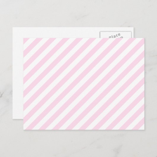 Witte en Lichtrose Strepen Briefkaart (Voorkant / Achterkant)