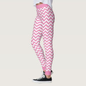 Witte en lichtroze Chevron Patroon Leggings (Links)