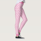 Witte en lichtroze Chevron Patroon Leggings (Rechts)