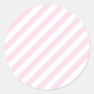 Witte en lichtroze strepen. ronde sticker