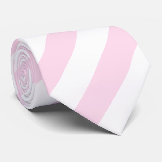 Witte en lichtroze strepen. stropdas (Opgerold)
