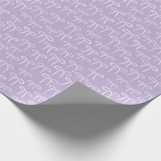 Witte en Lila Paarse Eenvoudige Bogen Patroon Cadeaupapier (Hoek)