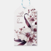 Witte en magenta orchidee bloemen monogram cadeaulabel (Voorkant)