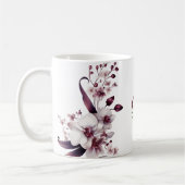 Witte en magenta orchidee bloemen monogram koffiemok (Links)