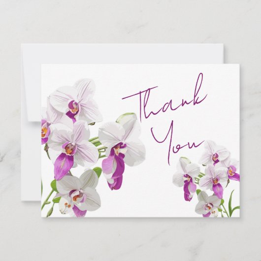 Witte en magenta orchideeën schilderij dank u kaar bedankkaart (Voorkant)