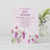 Witte en magenta orchideeën schilderij Vrijgezelle Kaart (Staand voorkant)