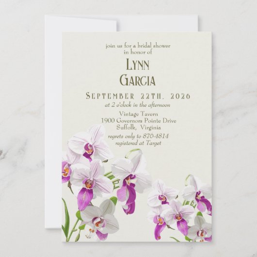 Witte en magenta orchideeën schilderij Vrijgezelle Kaart (Voorkant)