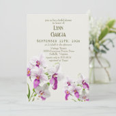 Witte en magenta orchideeën schilderij Vrijgezelle Kaart (Staand voorkant)