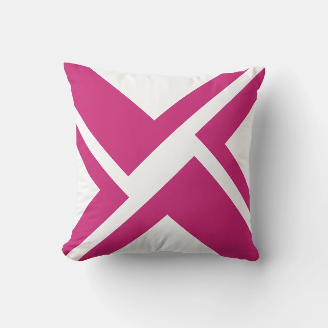 Witte en Magenta werpen kussen (Voorkant)