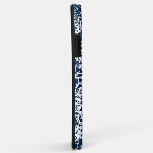 Witte en marineblauwe  bloemkant Case-Mate iPhone case (Achterkant/rechts)