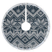 Witte en marineblauwe gebreide lelijke kersttrui kerstboom rok (Voorkant)