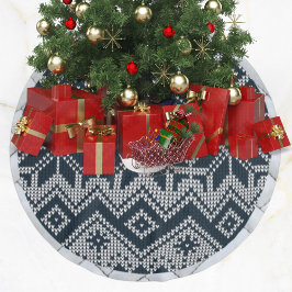 Witte en marineblauwe gebreide lelijke kersttrui kerstboom rok