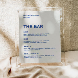 Witte en marineblauwe huwelijksbar poster